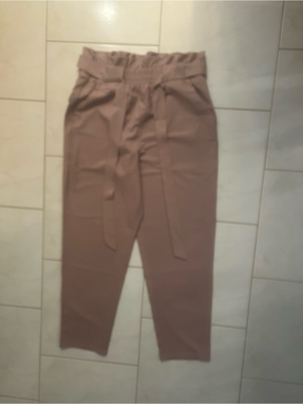 Freeprance Women’s Mauve Pink High-Waist Paperbag Trousers